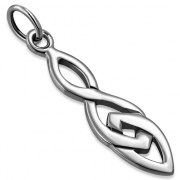 Small Light Celtic Knot Long Silver Pendant, pn603